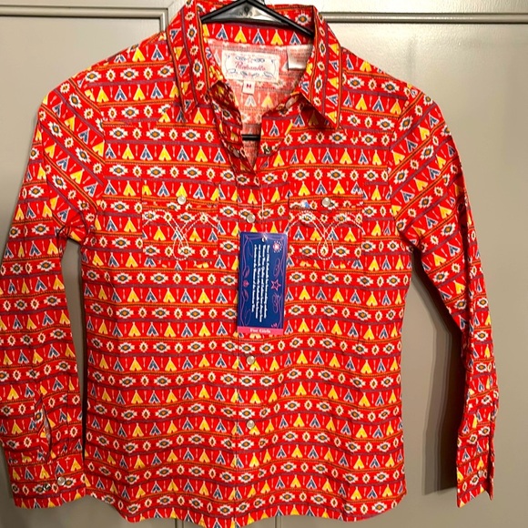 NWT! KIDS PANHANDLE LONG SLEEVE TEEPEE PRINT SNAP SHIRT med western - Picture 2 of 7
